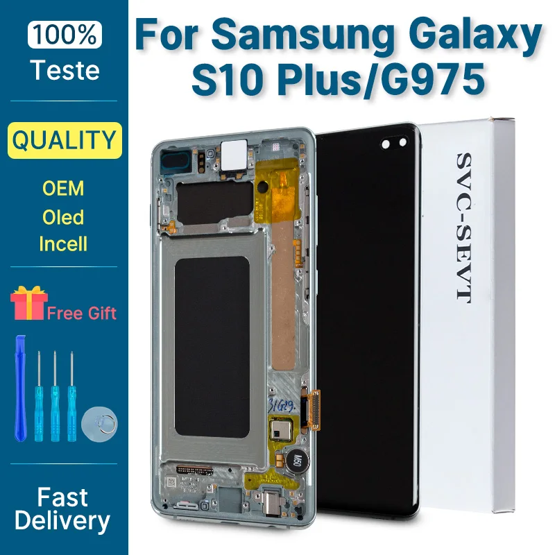 Pop Premium OLED для Samsung Galaxy S10 + Замена сенсорного ЖК-экрана для Samsung Galaxy S10 Plus Дисплей SM-G975F Фабрика целиком