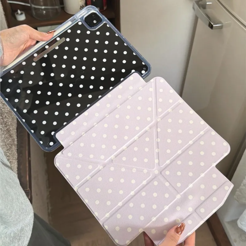 Korean INS Polka Dots Tablet Case For iPad 10th Gen 10.9 2022 Air6 Air7 Air8 11 13 M2 M3 M4 A16 2025 A19 Minimalist Stylish Case