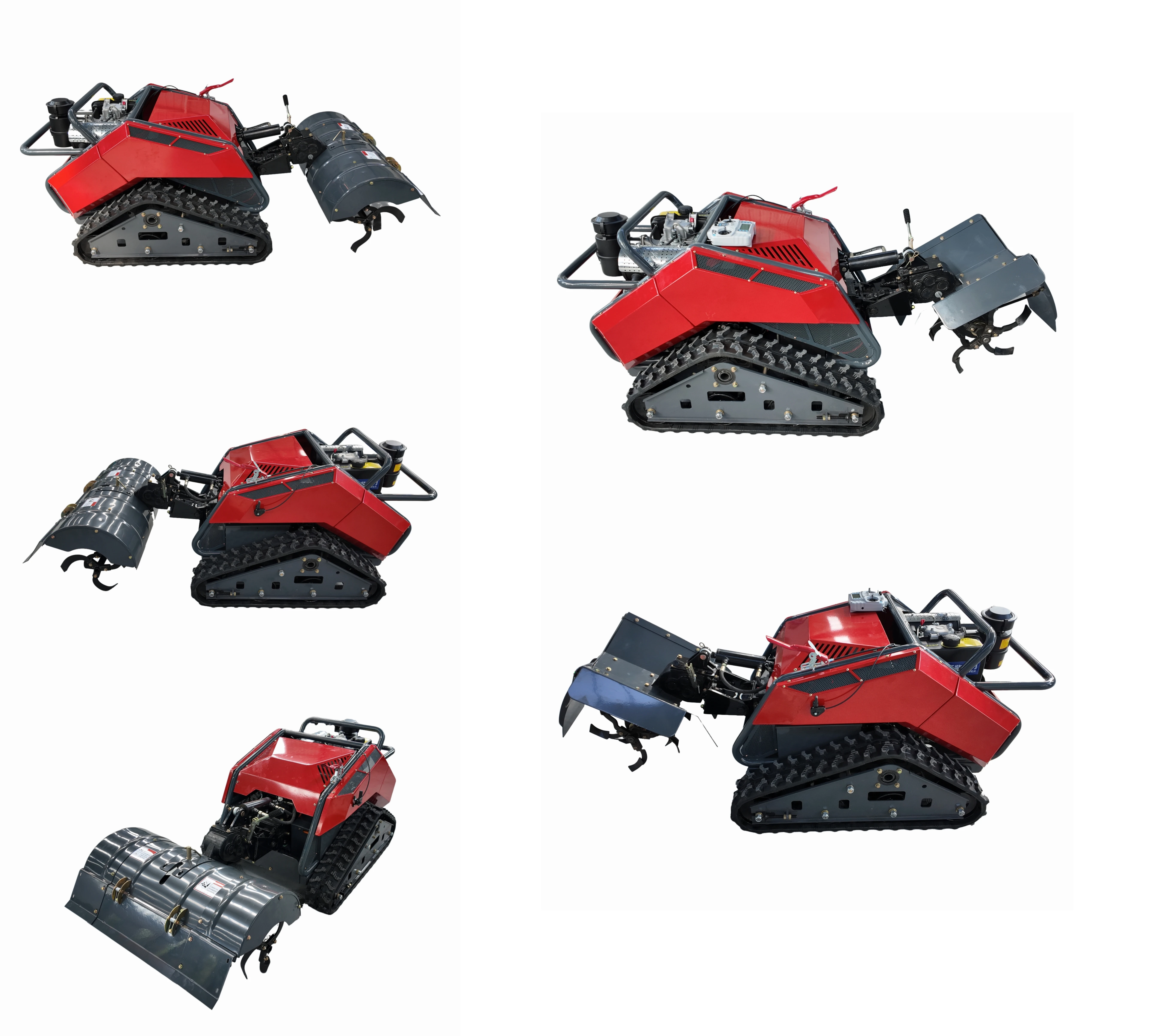 Multifunction Remote Control Crawler Tractor With Lawn Mower and Rotary Tiller for Agriculture and Gardening