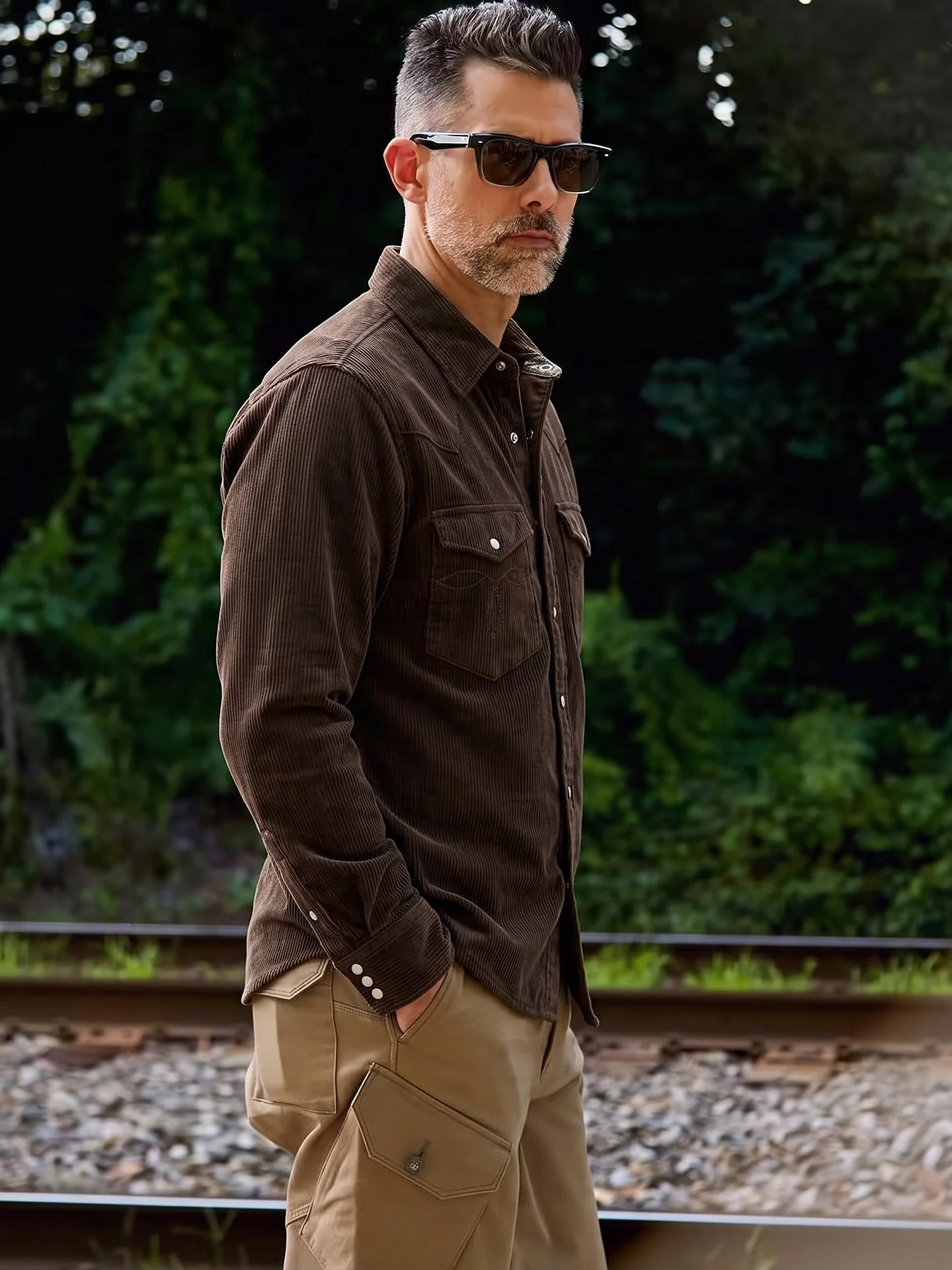 American Retro Workwear Shirt Pure Cotton Casual Thick Corduroy Long Sleeve Men's Autumn Jacket Comfortable Breathable Wear R...