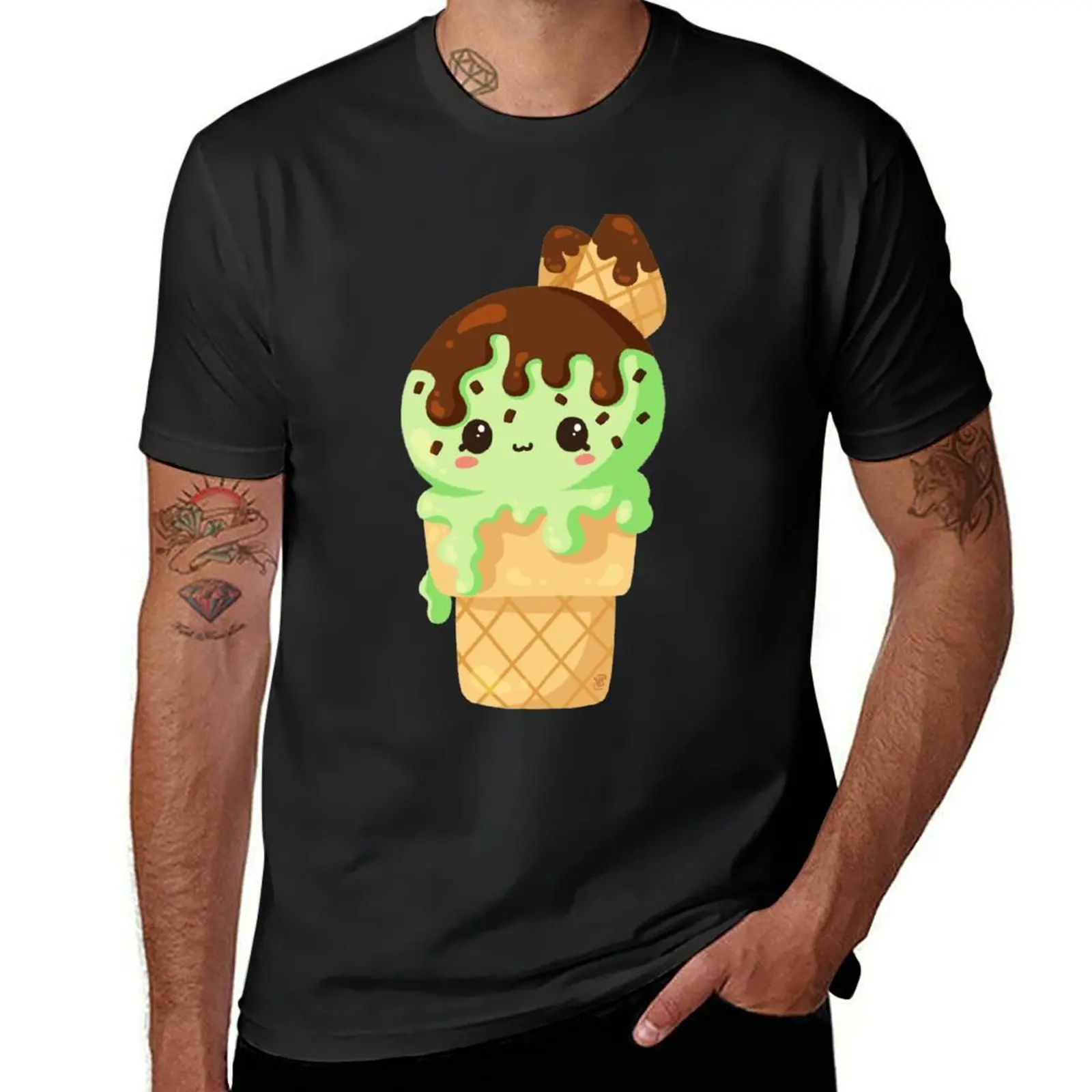 Kawaii Mint Chip Ice Cream T-Shirt sweat summer top customs quick drying oversized t shirt men