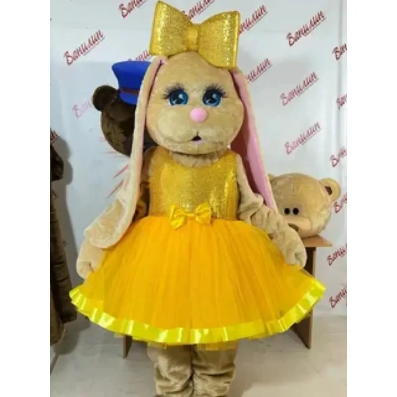Yellow Dress Rabbit Mascot Costume Birthday Brown Bunny Wedding  Role Play  Event Adults Cosplay Anime Fursuit
