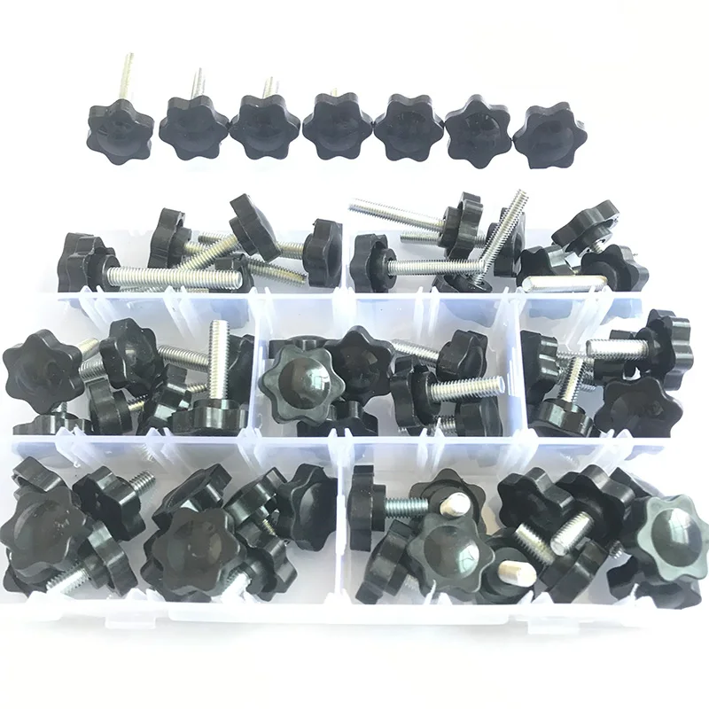 

M5 M6 M8 Star Shape Thread Clamping Handle Bolt Bakelite Hand Knob Tightening Screw Industry Equipment Plastic Steel Set