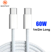 PD 60W Fast charge USB Type C to C Cable For iPhone 15 16 Pro Max Apple iPad Samsung Data Charger Origin Wire 1/2 m USBC 2m Long