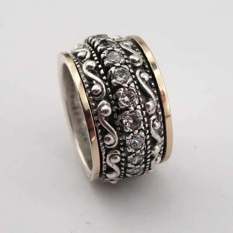 Европейские и американские пожелания в Ретро этническом стиле резное из сплава Широкий увеличенный указательный палец кольцо украшение кольцо