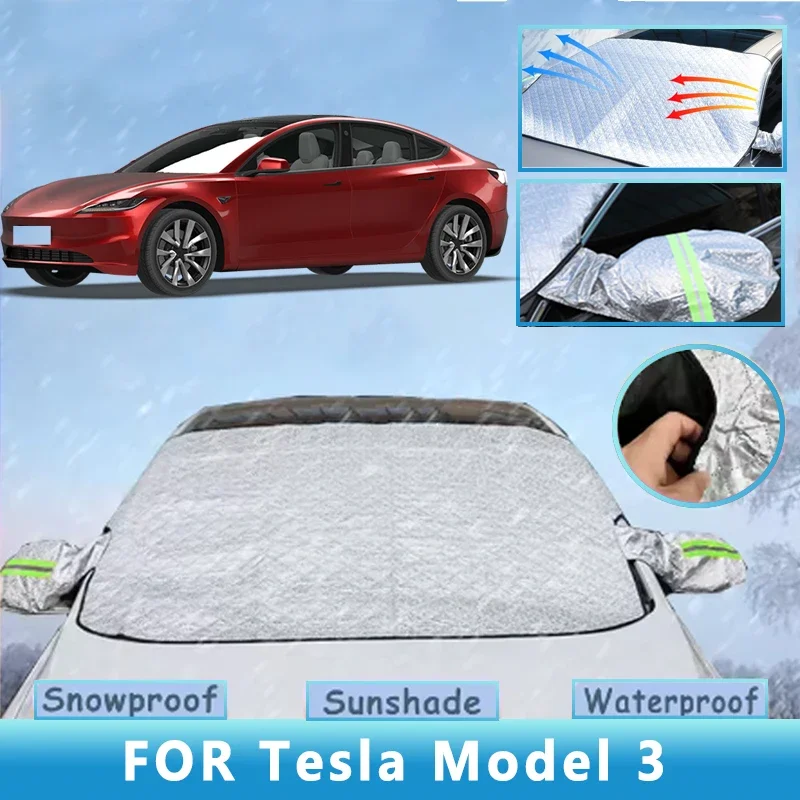 

Thickened Car Now Sunshade Windshield Cover With 5/9 Magnets UV Protection Anti Snowboard Sunlight For Tesla Model 3