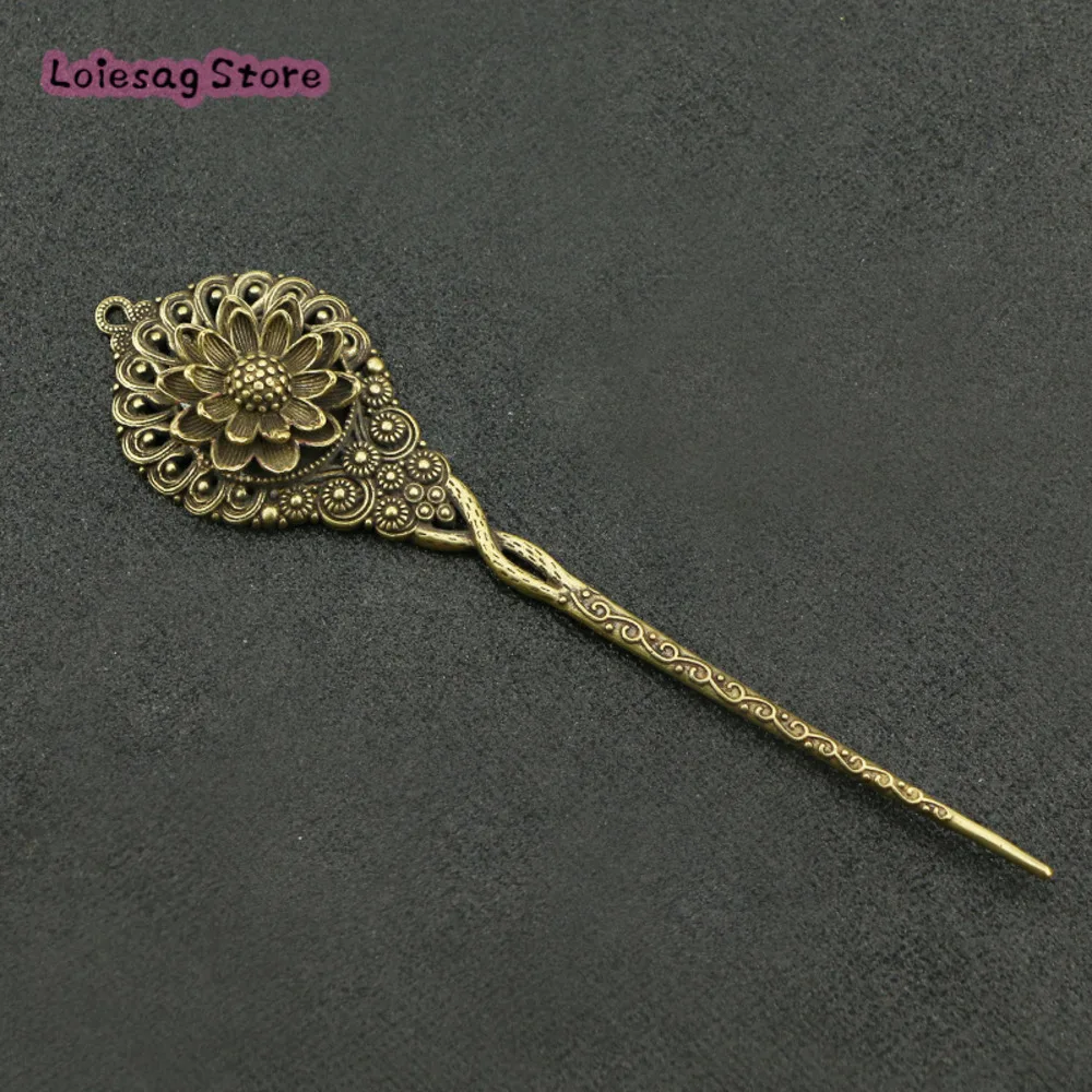 Classical Jewelry Ancient Style Ancient Hair Accessories Hairpin Lotus Woman Hairpin Copper Handicrafts Tea Needle Smoke Needle