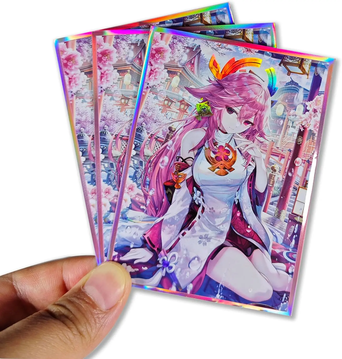 60pcs Holographic Card Sleeves Flashing Standard Trading Card Protective Sleeves Perfect Fit Standard Size TCG Cards Protectors