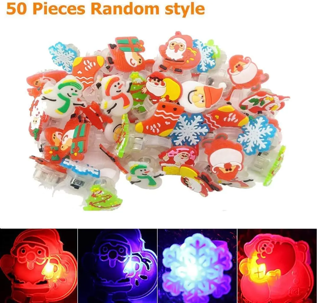 20/50pcs 크리스마스 LED 깜박이는 반지 LED 링 라이트 장난감, 깜박이는 반지, 크리스마스 라이트 링, 파티 라이트 업 링