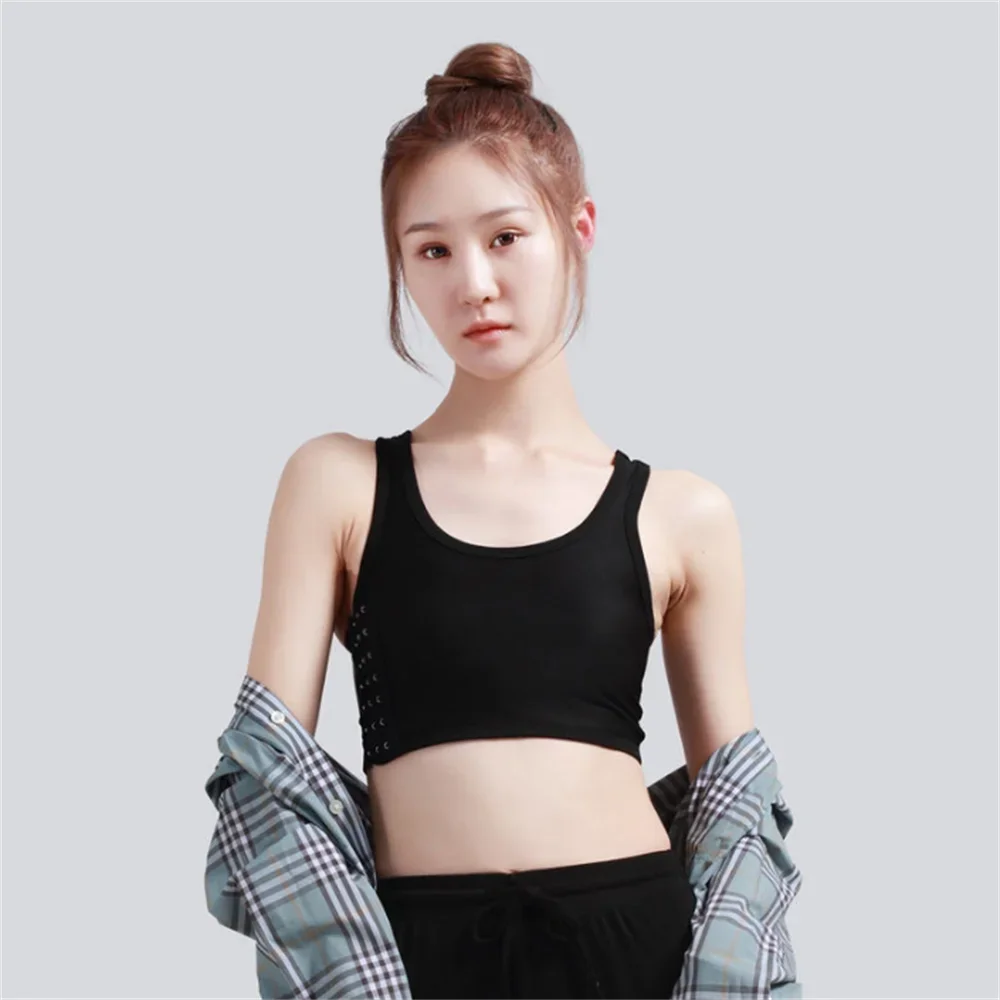 Women Breathable Chest Breast Binder Side Buckle Short Vest Tops Chest Binder Underwear Tank Tops Wireless Chest Wrap Bandage