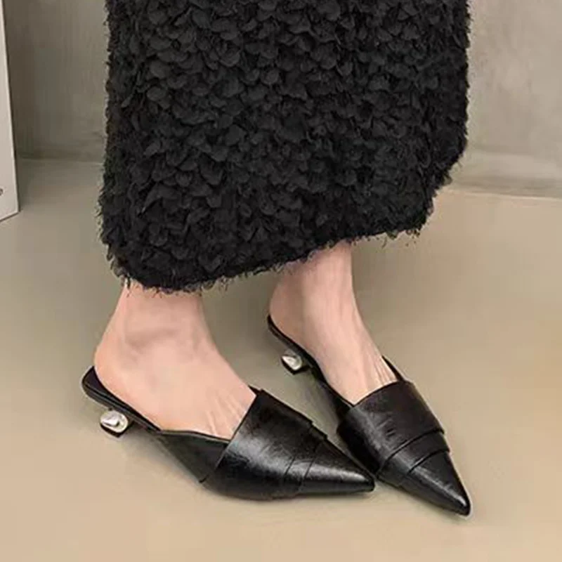 Elegantes Sandalias de Tacón Alto para Mujer, Zapatos de Punta Puntiaguda, Mules con Tacón Grueso, Sandalias de Tacón, Novedad de Verano 2026, Zapatos de Fiesta para Mujer