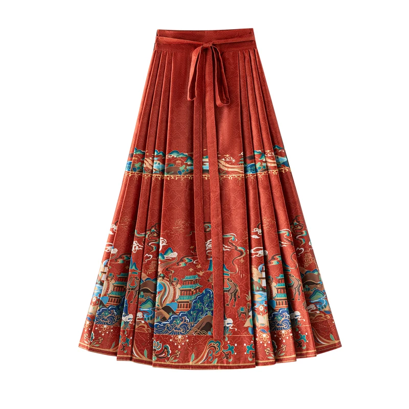 Chinese Style Women's Skirts 2024 New Spring/summer Prints High Waist Loose Vintage Korean Skirt A-LINE Clothing Sales