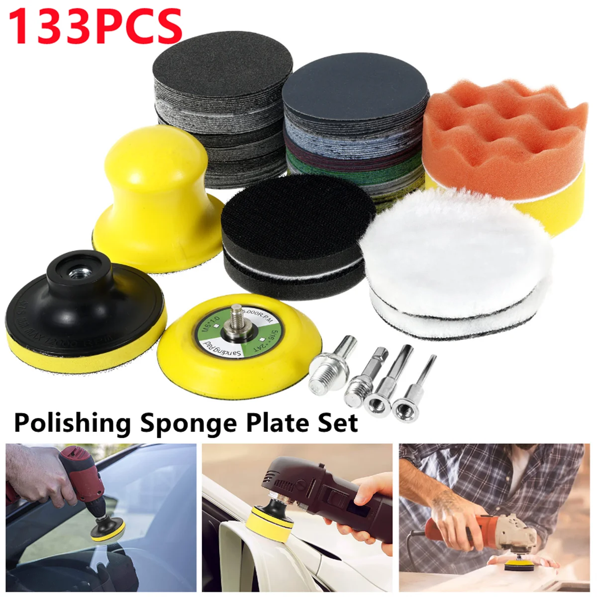 

Polishing Sponge Plate Set Imitation Plush Waxing Angle Grinding Cleaning Sponge Wheel Car Beauty Set Electric Drill Polishing