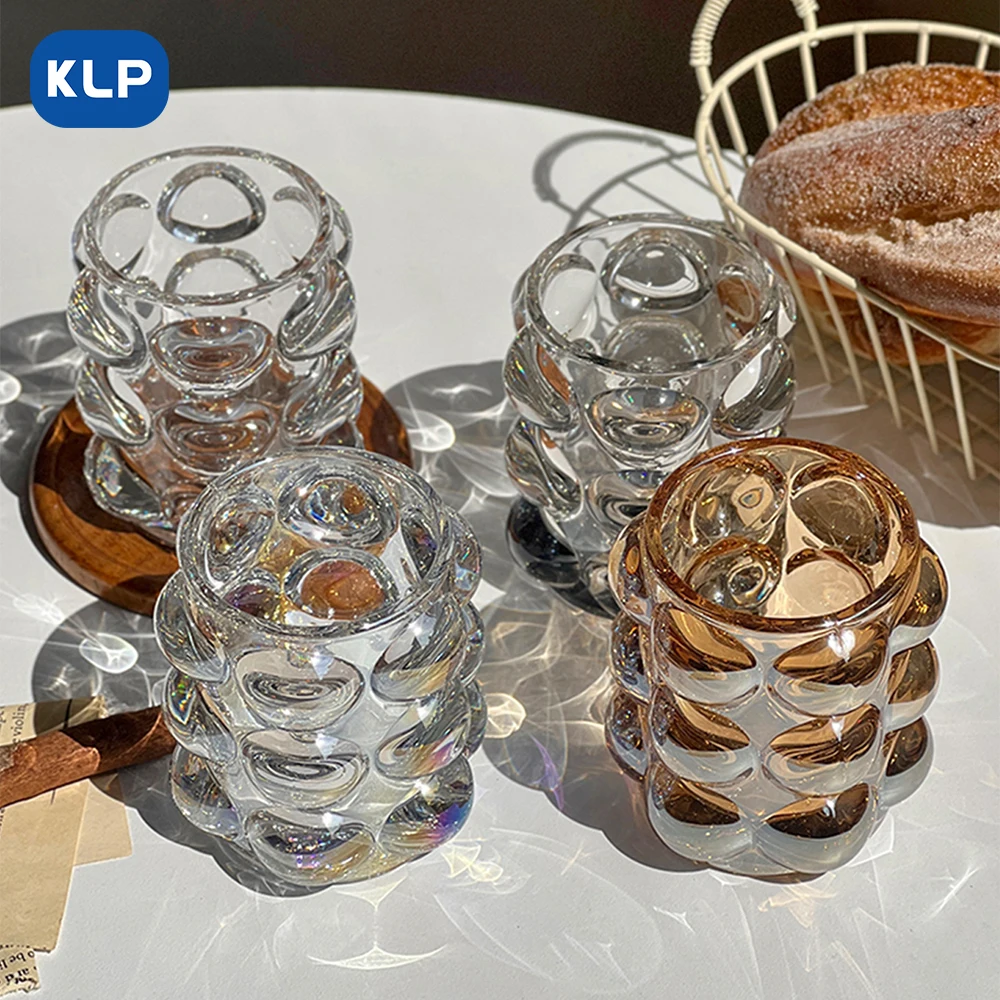 KLP 1pcs Clear Glasses, Multi-functional, Shaped Bead Dot Design for Drinks, Whiskey, Makeup Brushes and Cosmetic Brushes