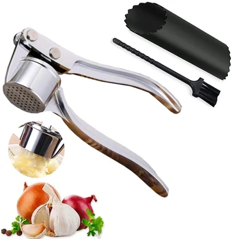 Stainless Steel Garlic Press & Peeler Set 1