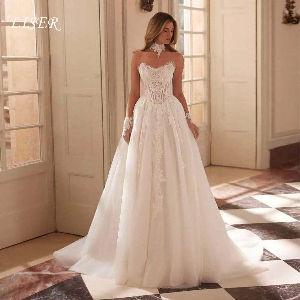 Liser Customized Charming Lace Wedding Dress Sweetheart Floral Appliques A-Line Luxury Bridal Gown Vestido De Novia 2026 Summer