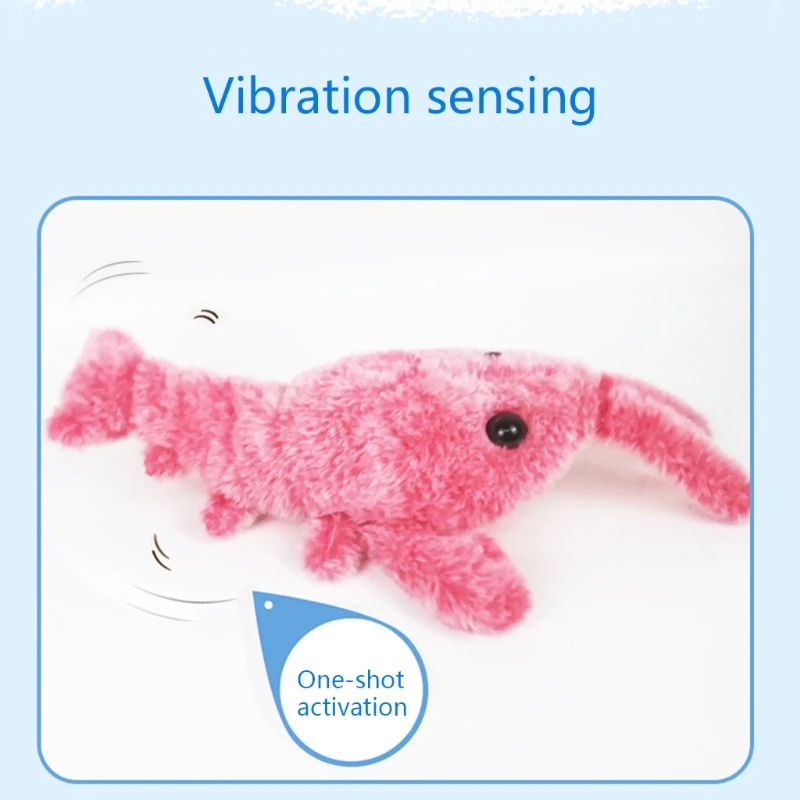 Electric Moving Lobster Interactive for Cat for Indoor Cats Realistic Wiggle Shrimp Plush Kitten Chew Kickers Toy