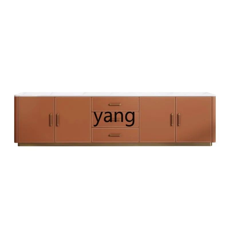 

LTT Italian Saddle Leather TV Cabinet Ultra-Thin Modern Small Apartment Solid Wood Bedroom Storage Cabinet