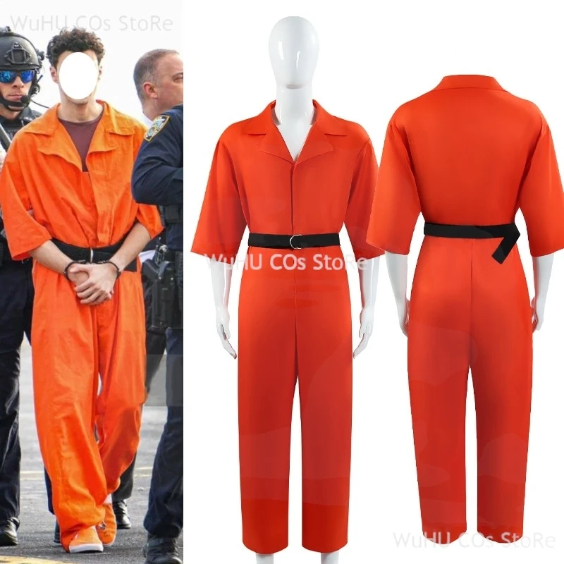 Luigi Same Style Cospay Nicholas Orange Prisoner's Uniform Arrest clothing jumpsuit one-piece Fans Outfit Men Women Halloween