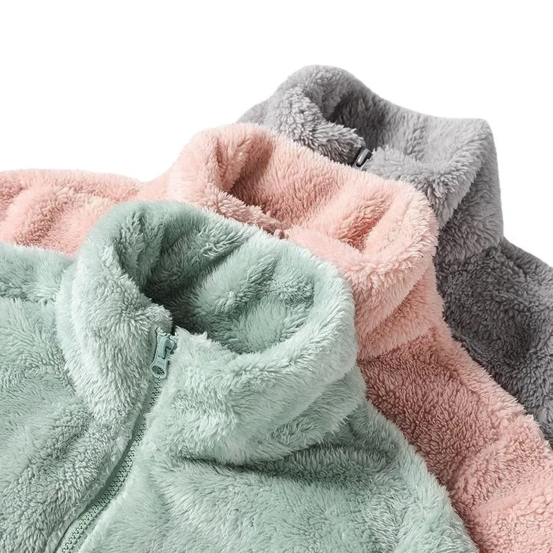 Ztluštěná fleecová bunda, venkovní větrovka, dámský styl, jaro, podzim, zima, oboustranná mikina, otevřený kardigan - náhled 5