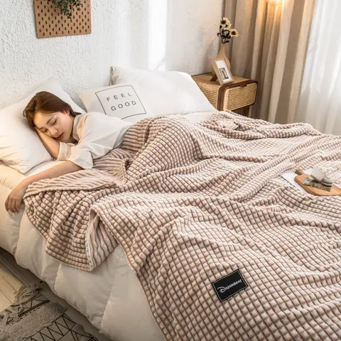 2025 New Milk fleece blanket, Japanese style blanket, nap blanket, coral flannel air conditioner, small blanket