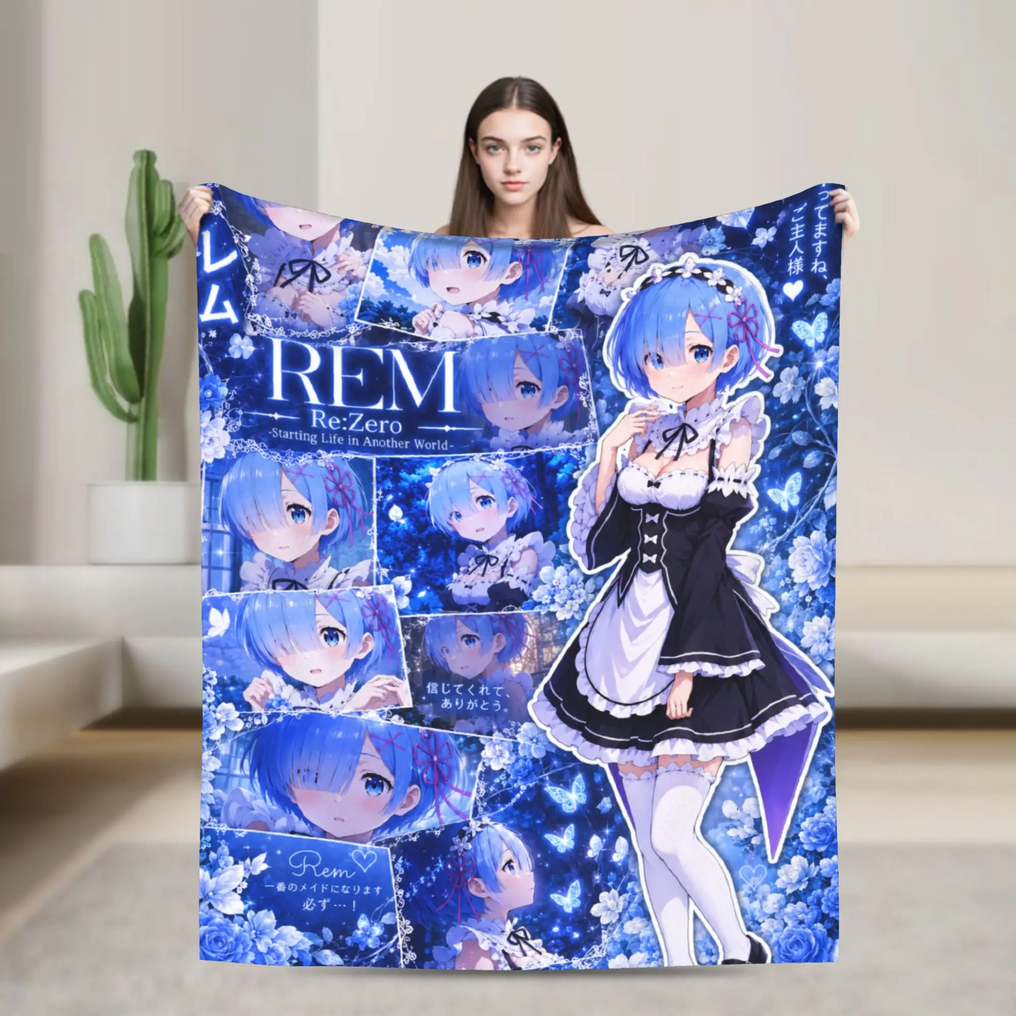 Anime Re Life In A Different World From Zero Rem Super Warm Blanket  Plush Throw Blanket Couch Chair Flannel Bedspread Bed Cover
