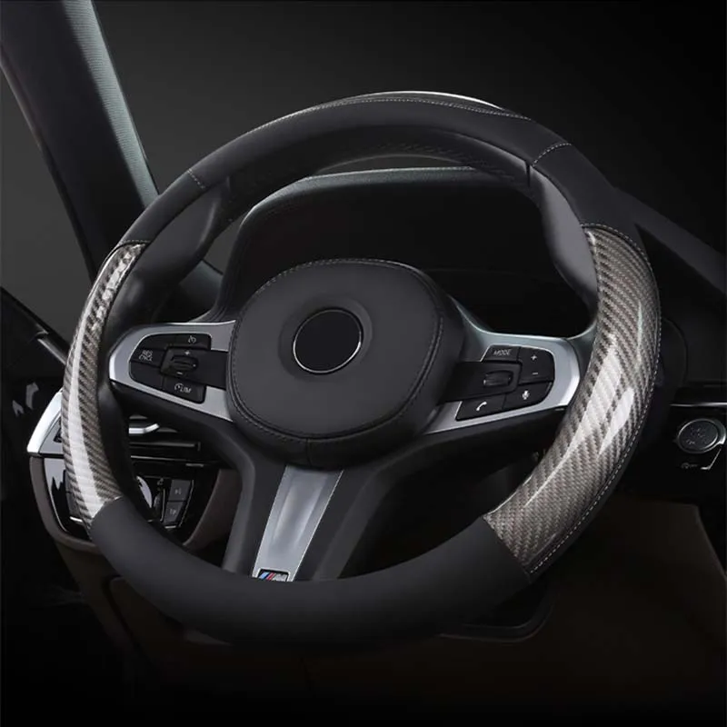 Promise Global Car Anti-Slip Carbon Steering Wheel Cover Universal Car Steering Wheel Protective Cover Diameter 38cm