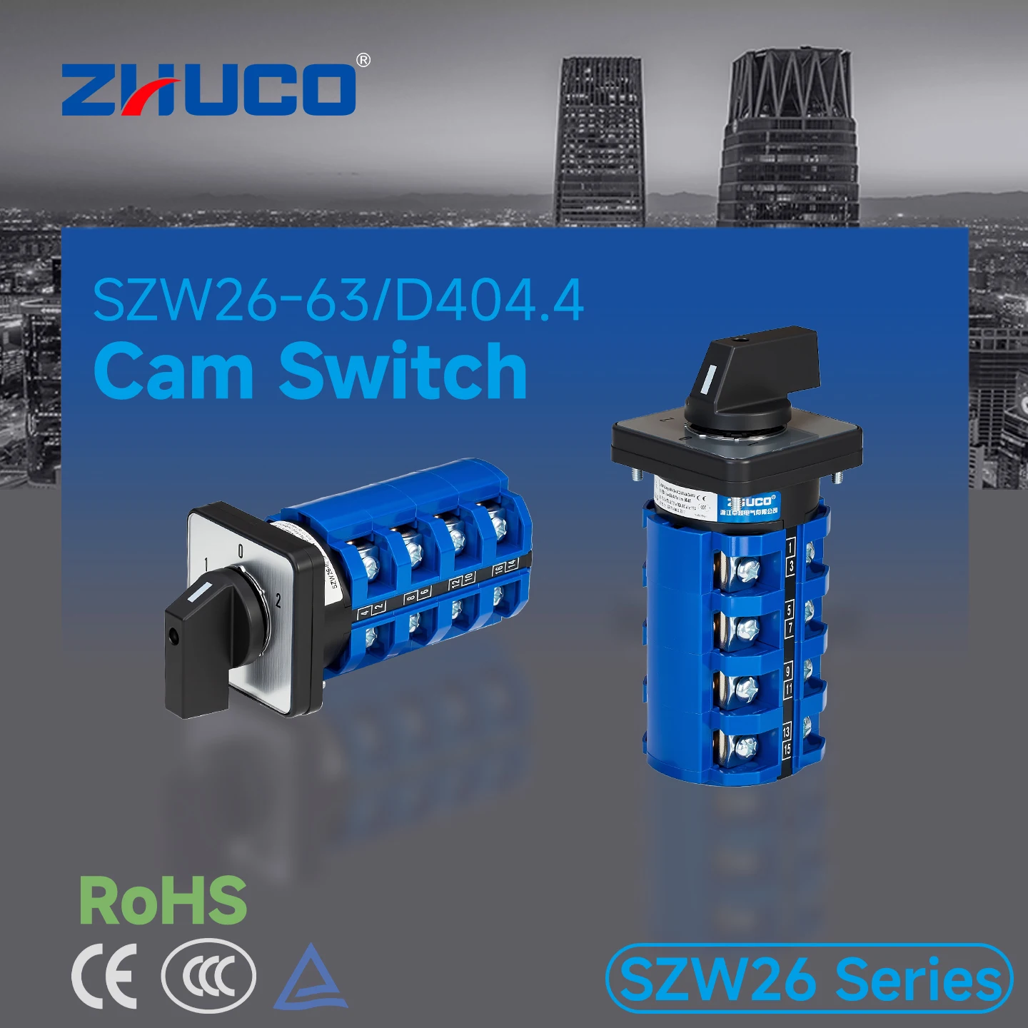 Szw26-63/D404.4 1-0-2 Panel 3-Position 16 Terminal Connections Two-On-One-Off Three-Position Silver Contact Cam Switch Rotary Switch Toggle Switch