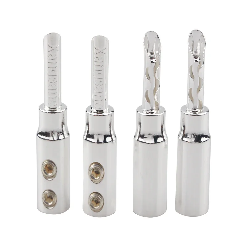 Złącze kabla głośnikowego wzmacniacza Posrebrzana wtyczka bananowa Bezlutowy miedziany adapter audio HiFi — zdjęcie produktu 2