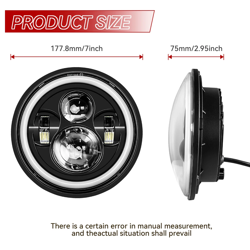 7inch LED Motorcycle Headlight Universal 7.5" Round Head Light For Cafe Racer Bobber Honda image 2