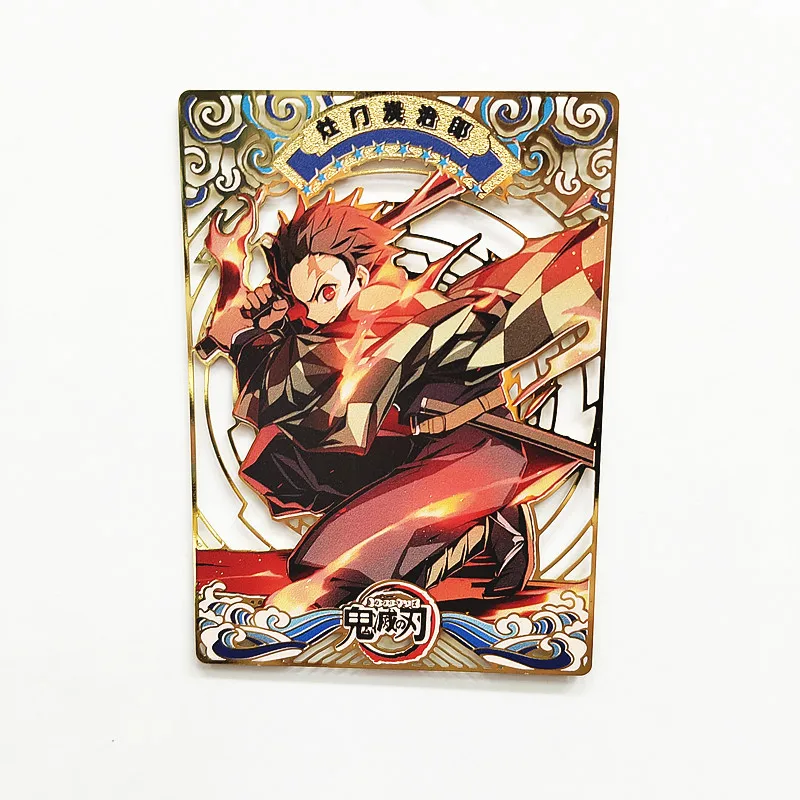 Diy Demon Slayer Metal Card Anime Characters Kamado Nezuko Agatsuma Zenitsu Kamado Nanjirou Collection Card Christmas Gift