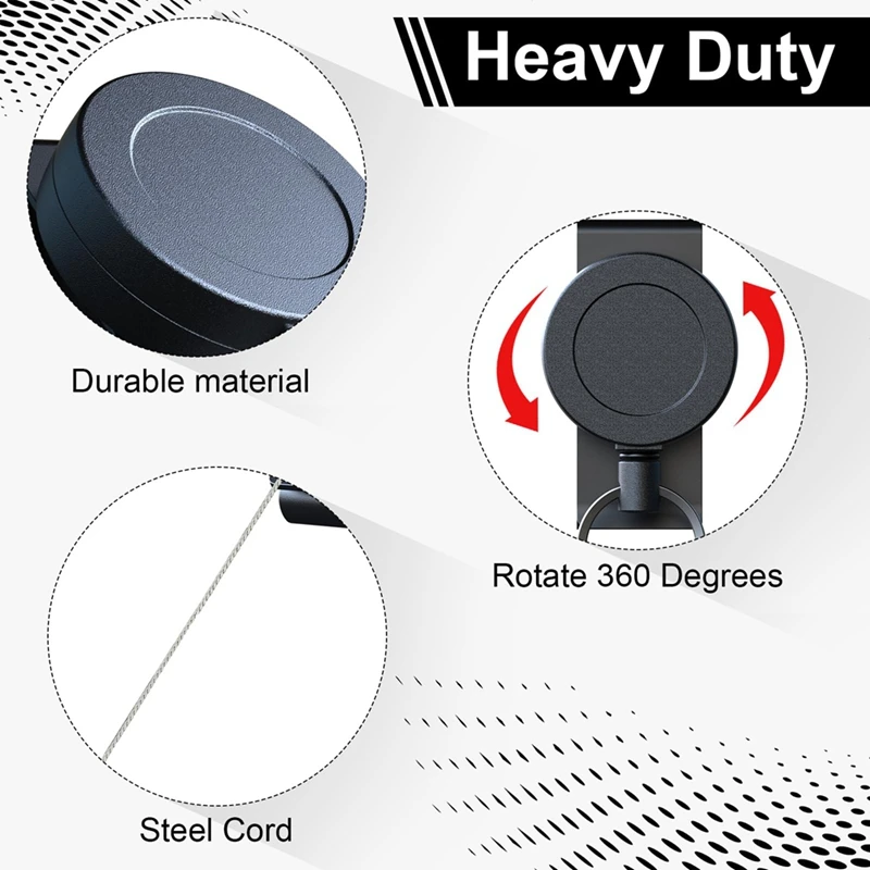 Новый сверхмощный выдвижной брелок с зажимом для ремня, 360° °   Выдвижной брелок для тяжелых условий эксплуатации с тросом и кольцом для ключей