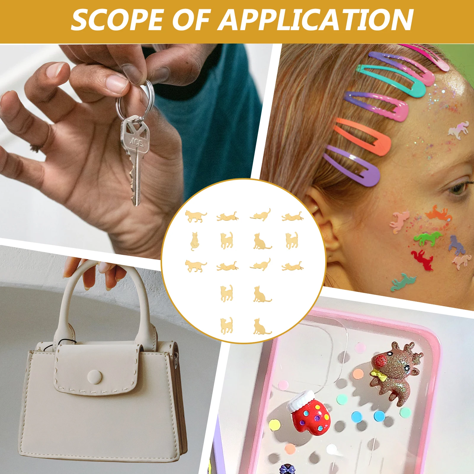 

30 pcs Metal Glue Material Pack Alloy DIY Jewelry Charms Accessories Headdress Hairpin Cat Shape Lightweight Durable