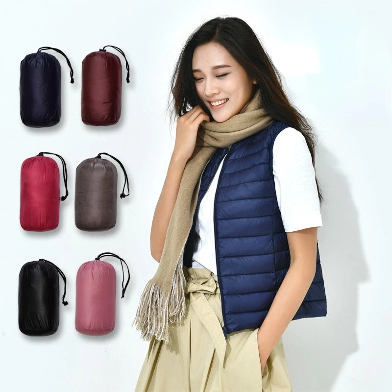 Women Sleeveless Women\'s Ultra Light Down Vests Slim Jacket Girl Gilet Plus Lightweight Windproof Warm Waistcoat Portable 2022