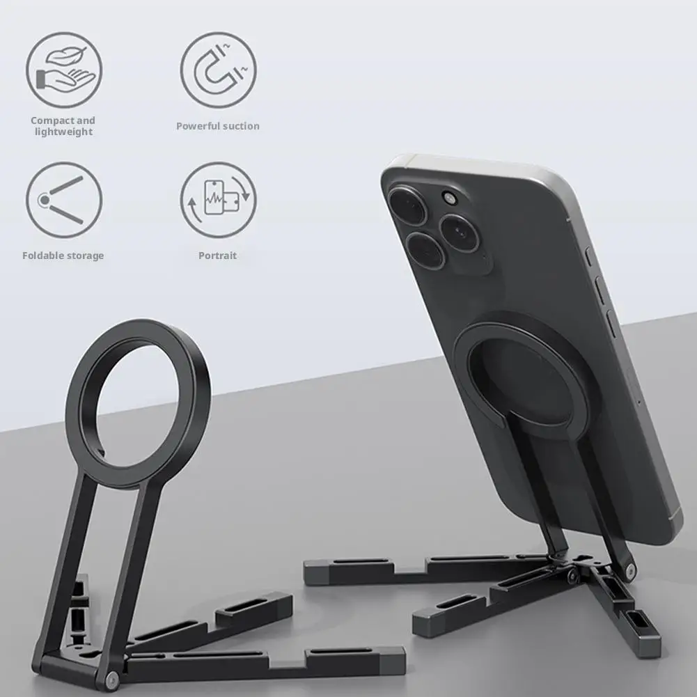 

Magnetic Phone Tripod Stand Portable Phone Desktop Stand For MagSafe Magnetic Phone Folding Holder Handle Holder O8F6