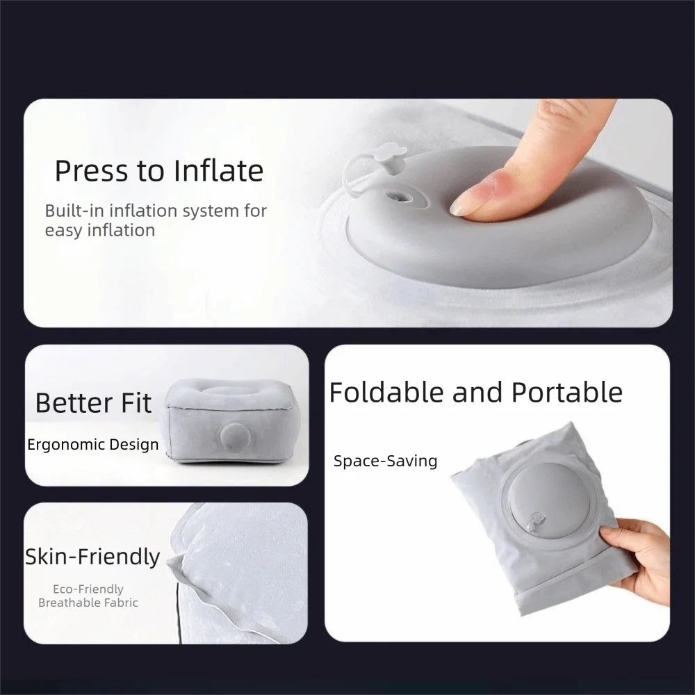 Press-to-Inflate Inflatable Booster Seat Fabric Foldable Portable Foot Rest Waterproof Muscle Relief Travel Press Leg Stool