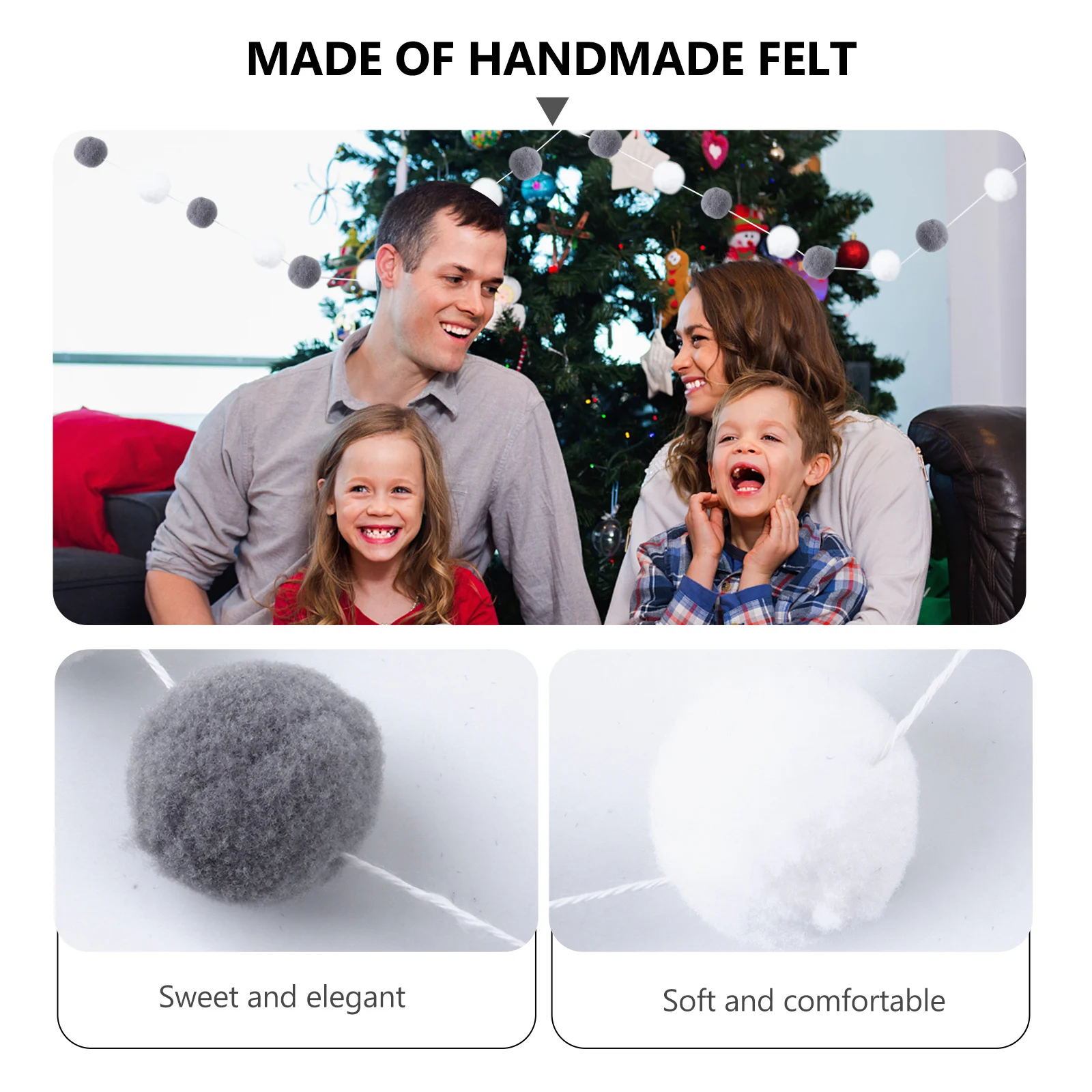 

Decor Garlands for Decoration Balls USB Felt Holiday White Banner Ornaments Bride