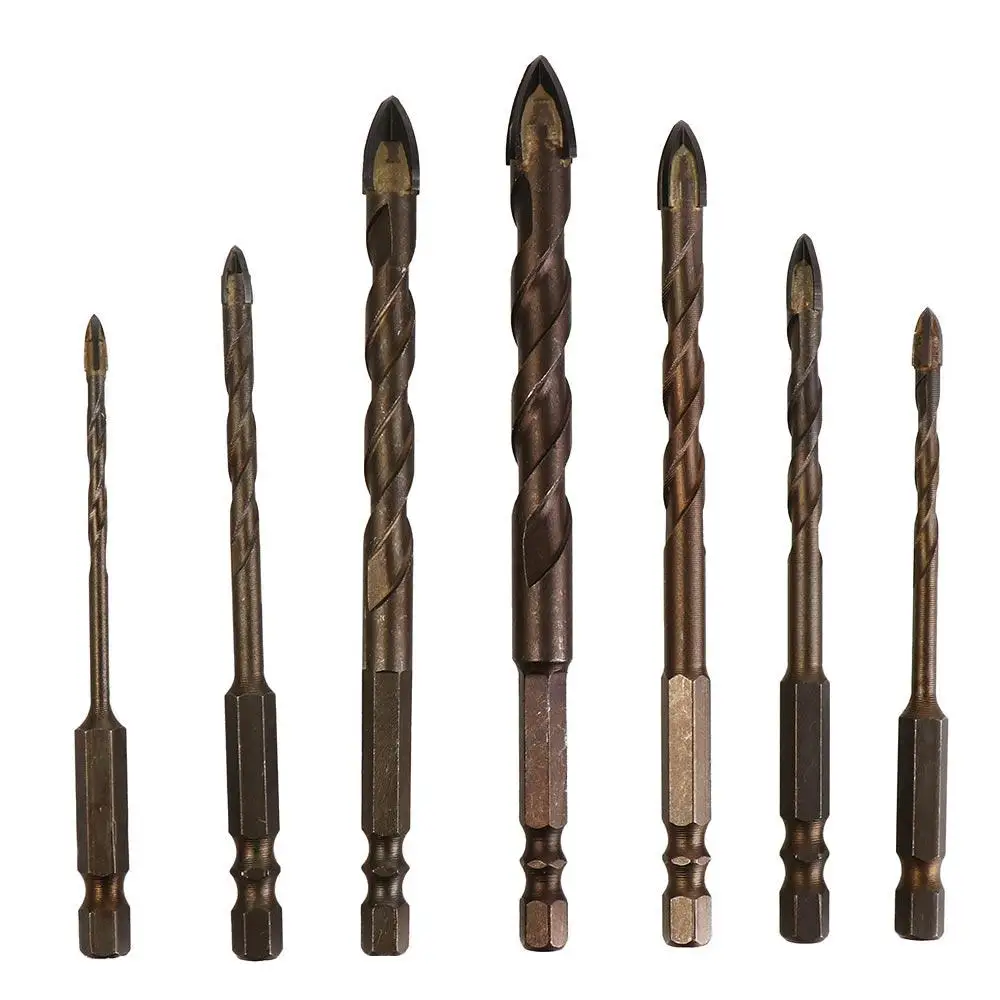 Four edged Cross Hex Tile Drill Bits Precision Drilling High Hardness Tile Drill Bit 3 -12mm Hole Opener Eccentric Drill Tile