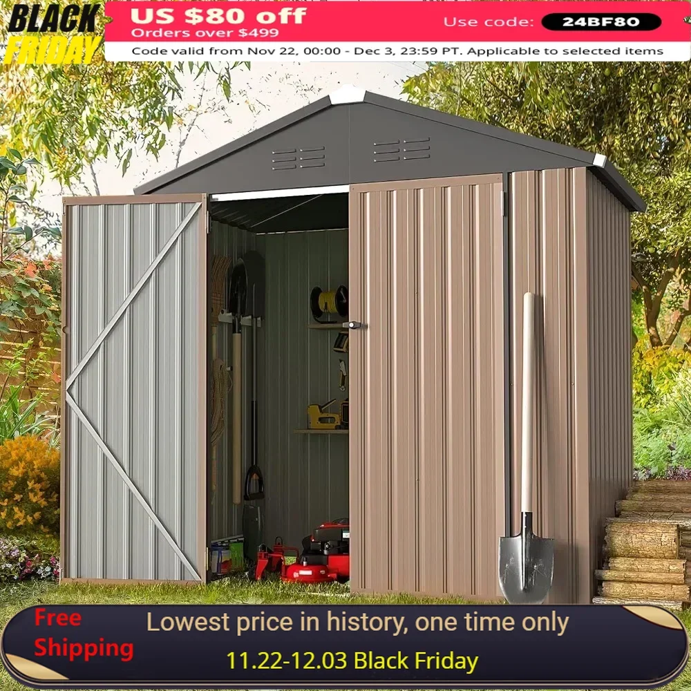 6 x 4FT  Patio Sheds Outdoor Storage Shed Lockable Bike Shed Tools Prefabricated Warehouse Lawn Garden Buildings Booth Shed