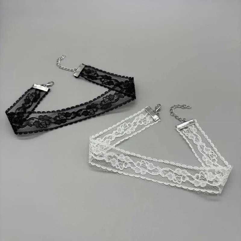 

Короткое кружевное колье-чокер для женщин и девушек, черно-белое, модное, романтичное, подарок для вечеринки, оптовая продажа, украшения для шеи