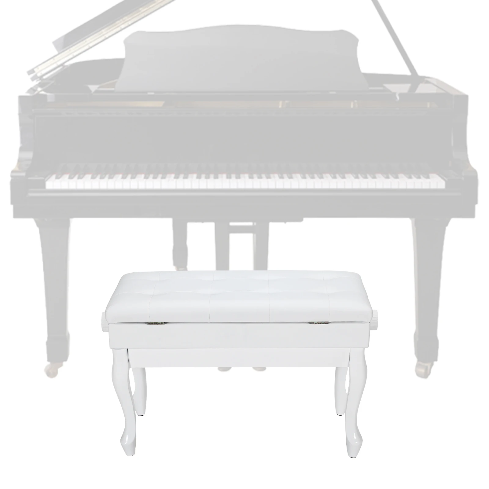 

Widened Keyboard Piano Seat with Bookcase Heavy Duty Wooden Piano Stool Multi-Purpose for Home/Music Room/Classroom