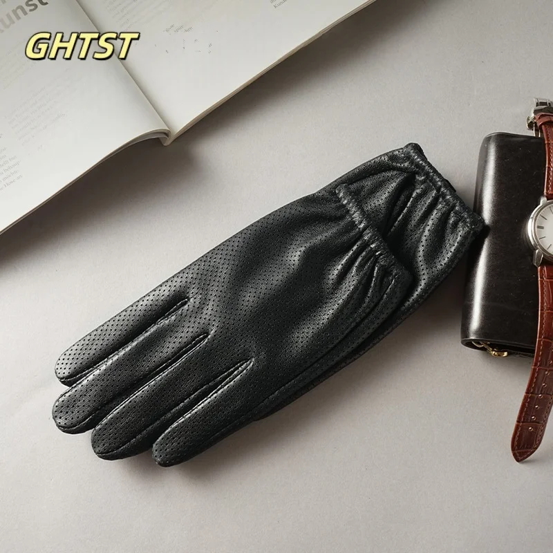 Genuine Leather Gloves For Men Winter Simple Balck Brown Full-finger Mittens Windproof Gloves For Driving Riding