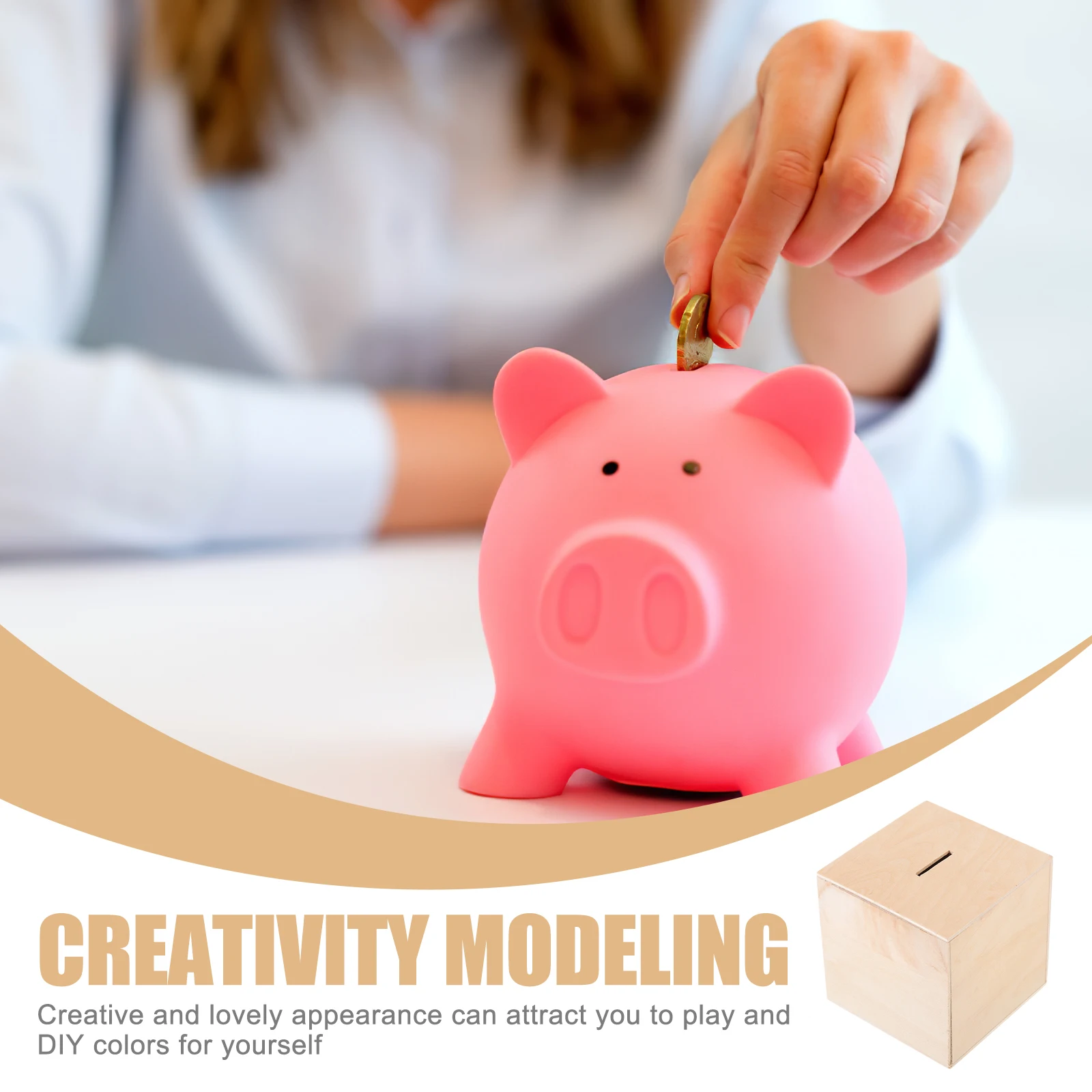 2 pièces tirelire en bois bricolage tirelire inachevé tirelire pour enfants artisanat activité décoratif Pot d'épargne maison salon