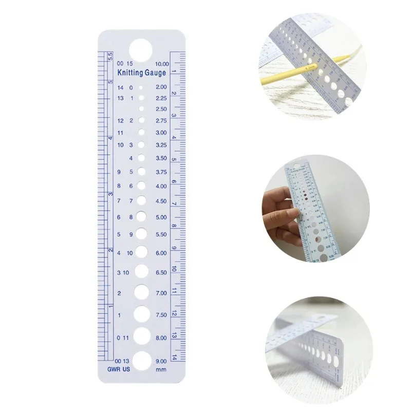 1 piece UK US Canada Sizes Knitting Needle Gauge Inch Sewing Ruler Tool CM 2-10mm Sizer Measure Sewing Tools High Quality