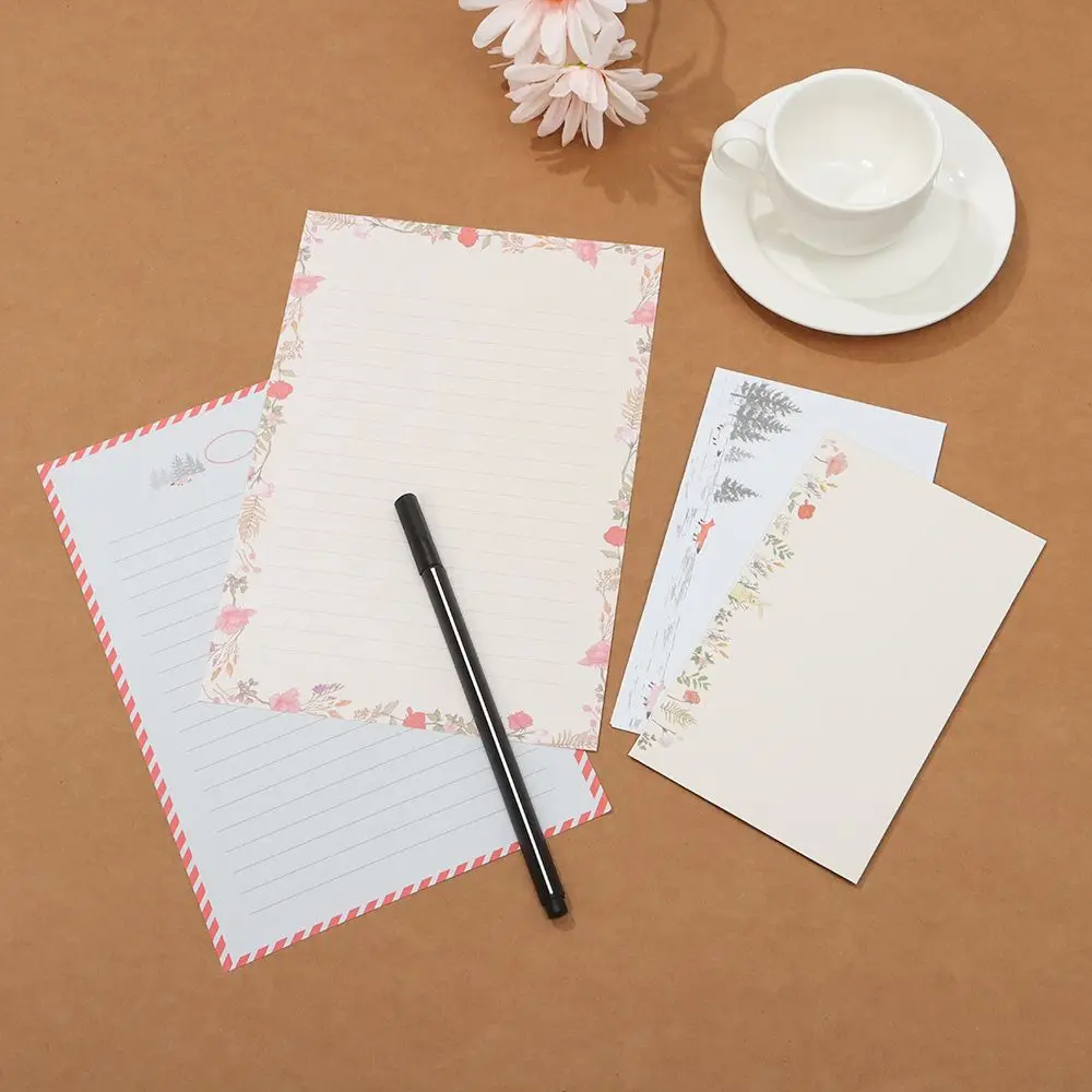 Letter Stationery Set 6PCS Writing Paper With 3PCS Envelopes Variety Designs Cartoon Animal Flower Printing