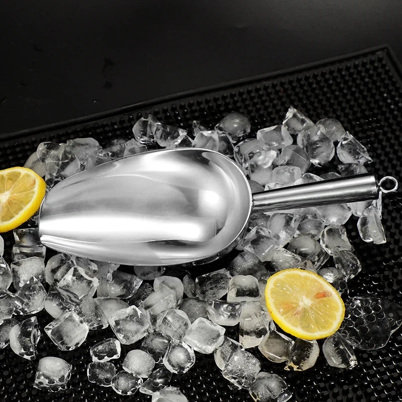 bartending thickened ice cubes, ice spoons, sugar, ice shovels, high-quality stainless steel 304 bright light