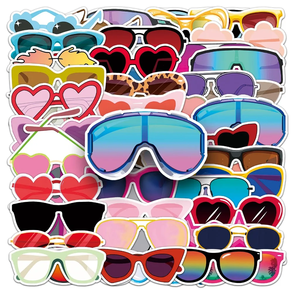 10/50pcs Cool Summer Sunglasses Stickers Graffiti Personalized Cartoon Skateboard Notebook Phone Decorative Sticker Toys