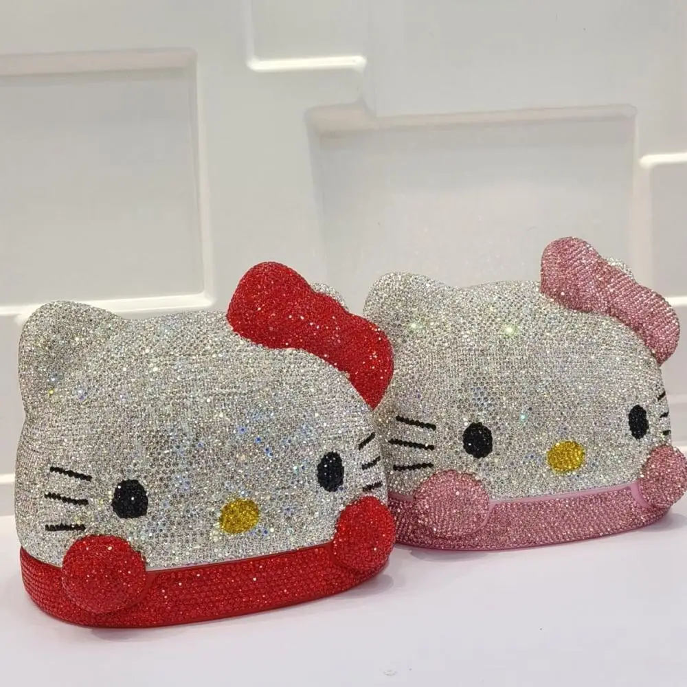 

Kawaii Hello Kitty Diamond Inlay Cartoon Tissue Box Sanrio Cute Household Dining Room Cartoon Drawing Box High-End Holiday Gifts