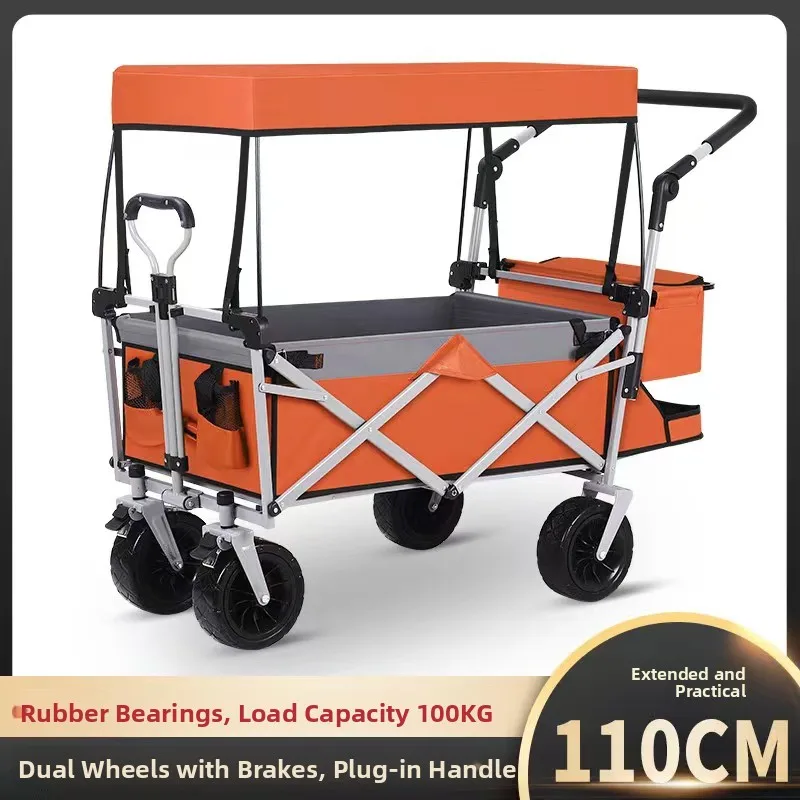 

Portable Home Use Four-Wheel Staing Hand-Pulled op Cart with Fiing And Vegetable Bung Features Outdoor Cam Car