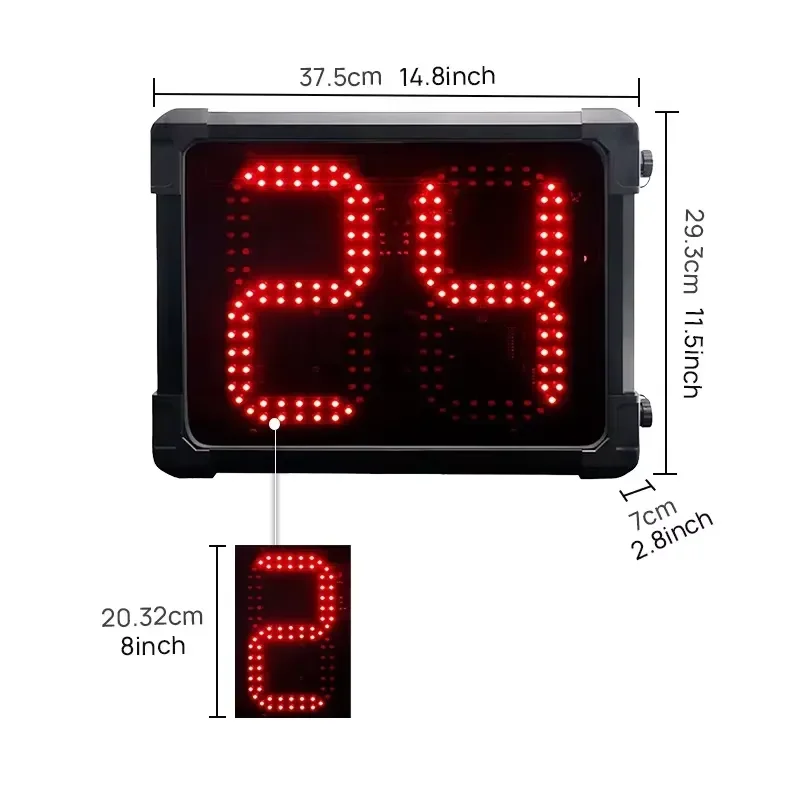 8 Inch 2 Digit LED Red Digital Timer Programmable Countdown 0-99 Seconds Basketball Scoreboard Clock for Gym Sports Training